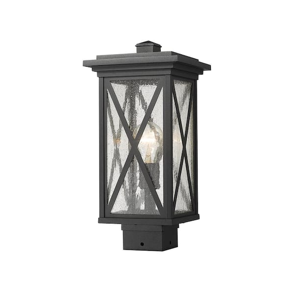 Filament Design Brookside 1-Light Black 15.8 Aluminum Hardwired Outdoor Weather Resistant Post Light Square Fitter with No Bulb Included