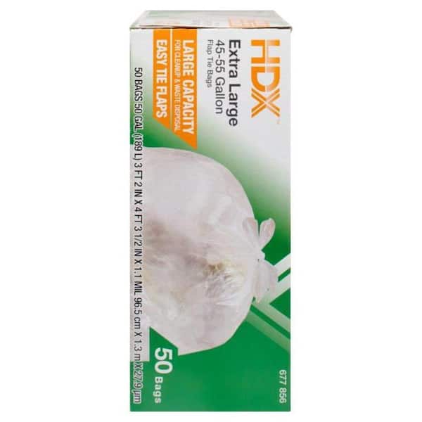 HDX 50 Gal. Clear Extra Large Trash Bags (50 Count) HDX50GC - The Home Depot