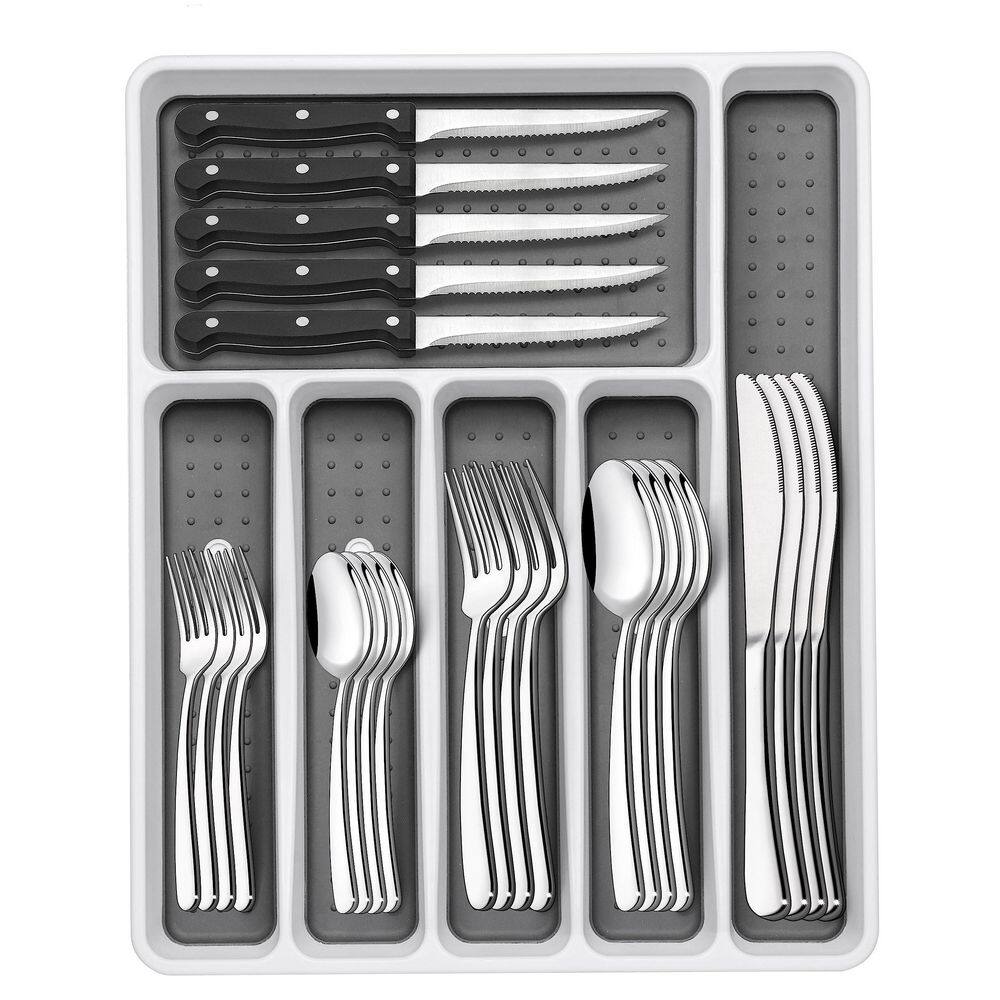 49-Piece Heavy Duty Stainless Steel Flatware Set, Cutlery Utensil Sets with Steak Knives, Rust-Proof, Mirror Polished price history on PriceWatchPro