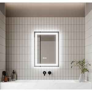 20 in. W x 28 in. H Rectangular Frameless Anti-Fog Wall Dimmable Backlit Dual LED Bathroom Vanity Mirror in Silver