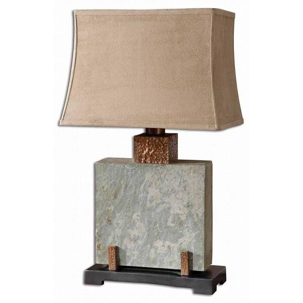 Global Direct 29 in. Copper Slate Square Table Lamp