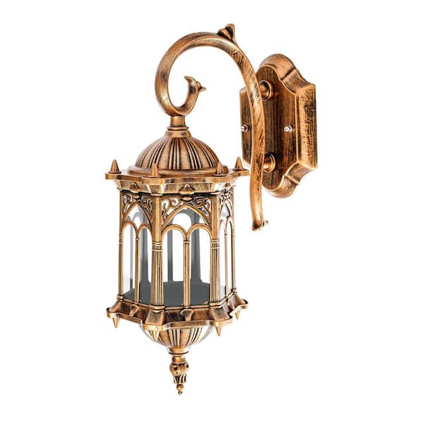 9 in. 1-Light Bronze Retro Wall Sconce with Clear Glass Shade for Bedroom Hallway Stairs, No Bulbs Included