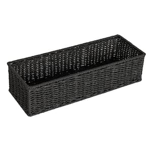 Black Handwoven Paper Rope Rectangular Storage Decorative Basket