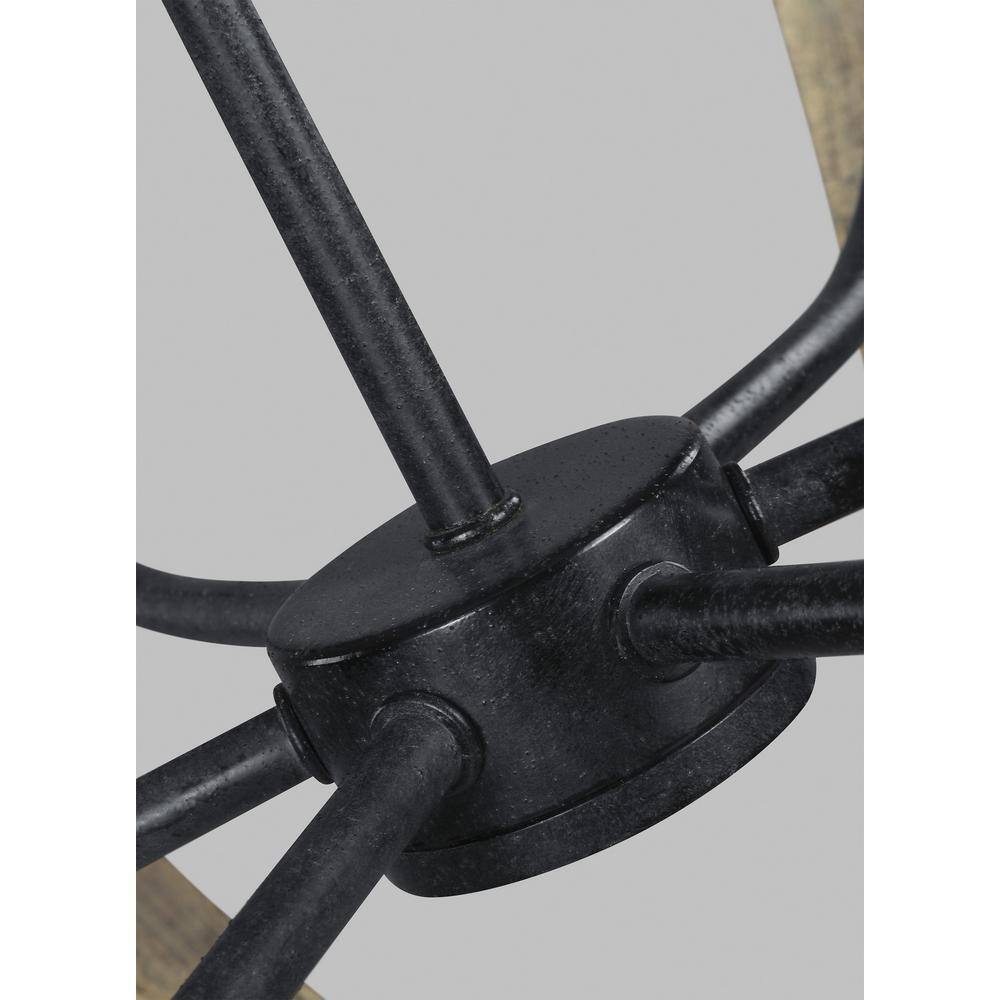 Allier 6-Light Weathered Oak Wood & Antique Iron Chandelier