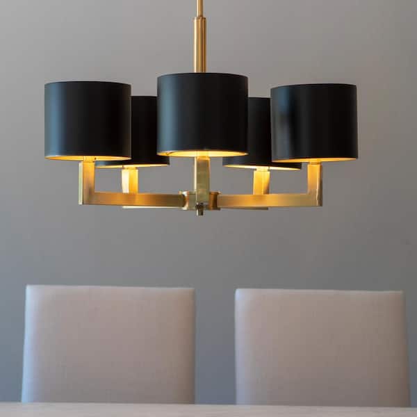 Dsi Hamilton Collection 5 Light Black And Gold Chandelier With Metal Shades 17862 Dsi Hamilton Collection 5 Light Black, Hamilton Collection 5 Light Black And Gold Chandelier With Metal Shades