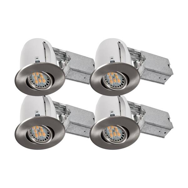 Unbranded 4-in. Brushed Chrome Recessed LED Lighting Kit with GU10 Bulb Included (4-Pack)