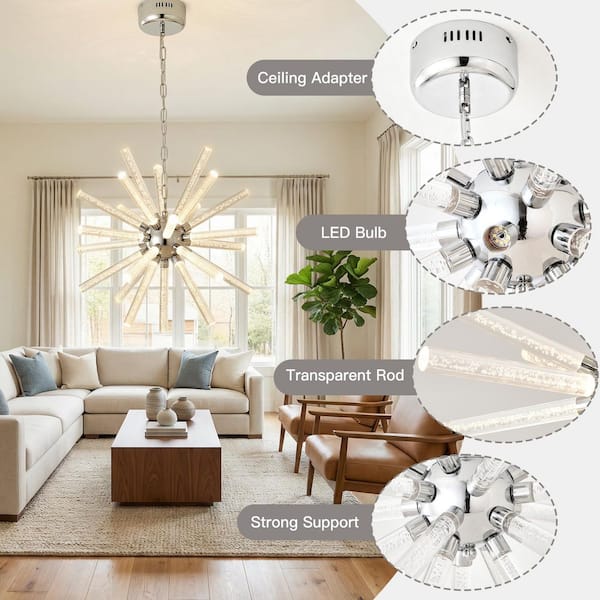 BAOURE 24 Light Dimmable Integrated LED Silver Bubble Pillar