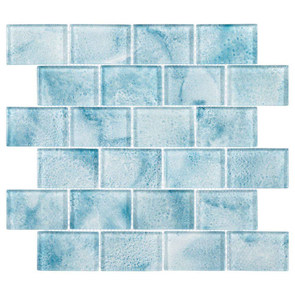 Nimbus Apura Blue 2 in. x 3 in. Marble and Brick Look Polished Glass Mosaic Floor and Wall Tile Sample price history on PriceWatchPro