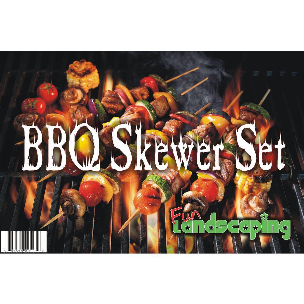 14-inch Steel and Bamboo Kabob Skewer Set