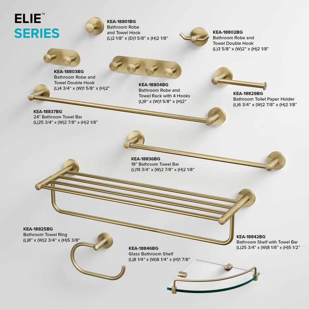 Elie Brushed Gold Double Wall Mounted Towel Hook