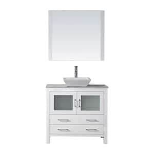 Dior 31 in. W Bath Vanity in White with Marble Vanity Top in White with Square Basin and Mirror