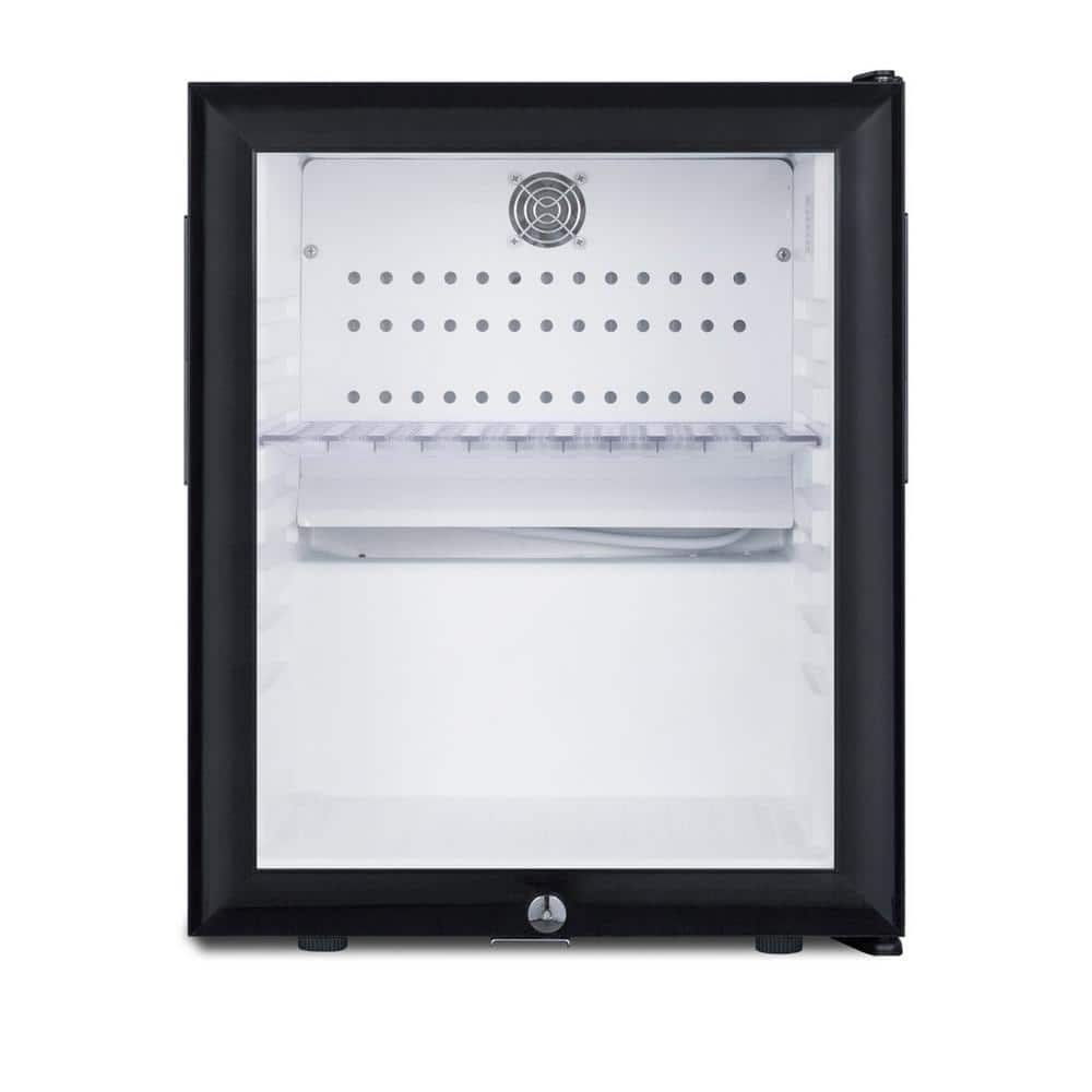 Summit Appliance 16 in. 0.9 cu. ft. Mini Fridge without Freezer in Black with Glass Door, Black cabinet and glass door