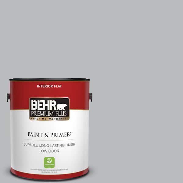 BEHR PREMIUM PLUS 1 gal. #PPU18-05 French Silver Flat Low Odor Interior Paint & Primer