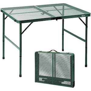 35.4 in. Green Rectangle Aluminum Picnic Table Seats 4 for Outdoor