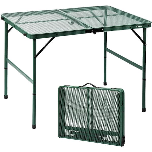 ITOPFOX 35.4 in. Green Rectangle Aluminum Picnic Table Seats 4 for Outdoor