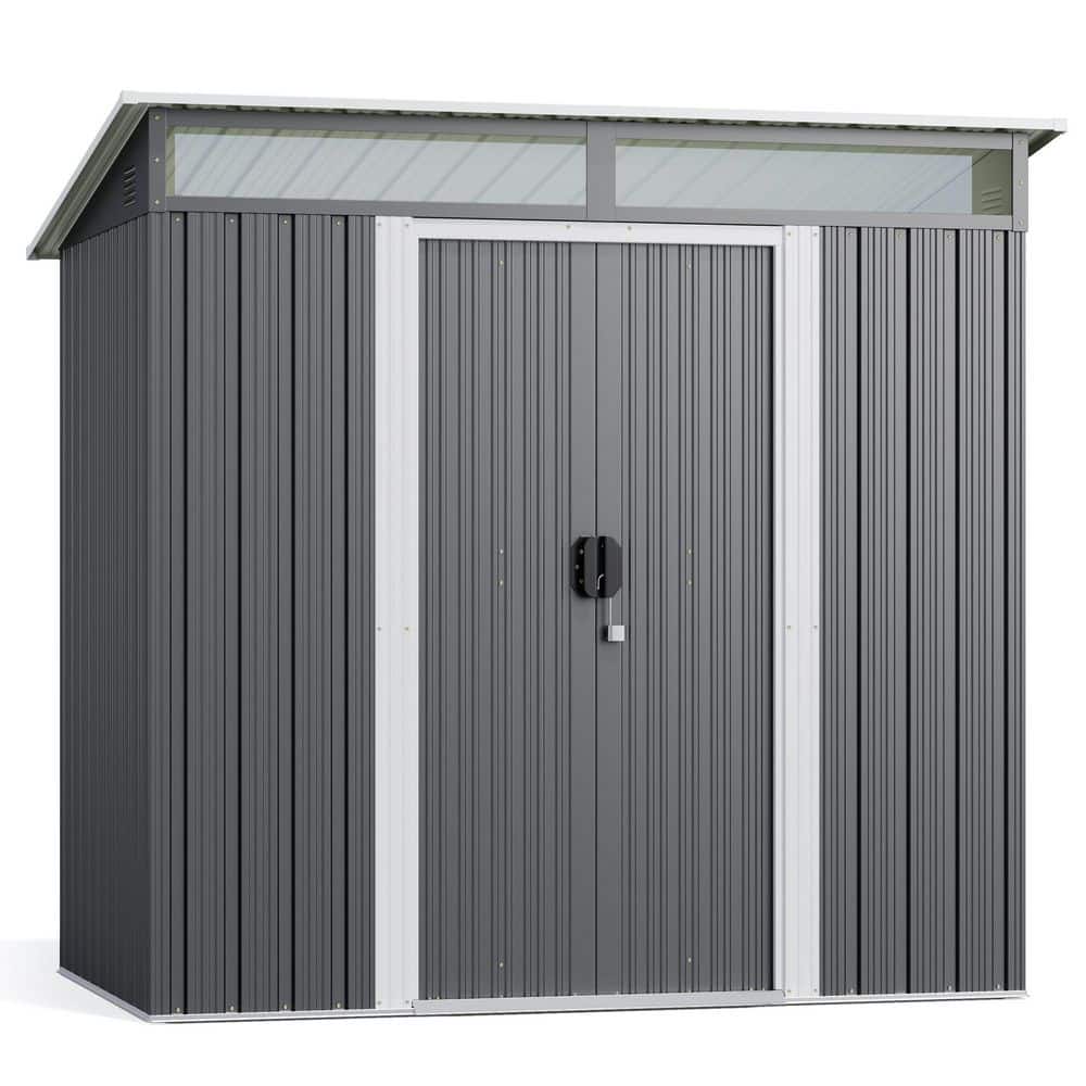 6 ft. W x 4 ft. D Outdoor Storage Metal Shedwith Sliding Doors and Transparent Panel for Backyard, Gray 22.7 sq. ft. price history on PriceWatchPro