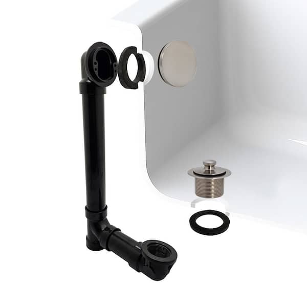 12 in. Sch. 40 ABS Bath Waste Overflow Assembly with Illusionary Faceplate and Lift Turn Drain Plug, Stainless Steel