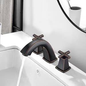 8 in. Widespread 2-Handle Bathroom Faucet With Pop-Up Drain Assembly in Oil Rubbed Bronze