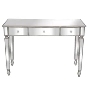 1-Piece Silver Makeup Vanity Table with 3-Drawers