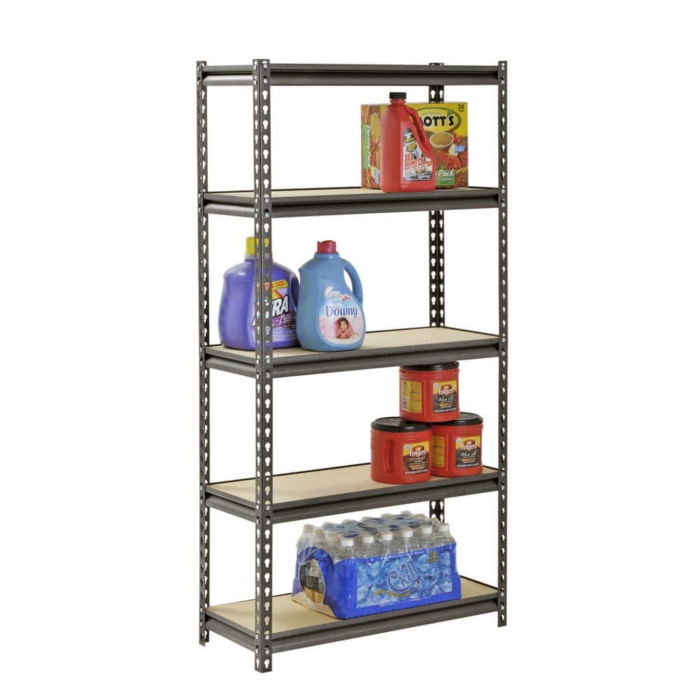 Silver Vein 5-Shelf Steel Storage Rack with Adjustable Shelves