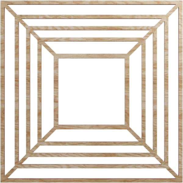 Ekena Millwork 16 in. x 16 in. x 1/4 in. Raven Wood Fretwork Pierced Ceiling Medallion, Red Oak