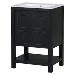 24 in. W x 18.3 in. D x 34.7 in. H Single Sink Freestanding Bath Vanity in Espresso with White Ceramic Top