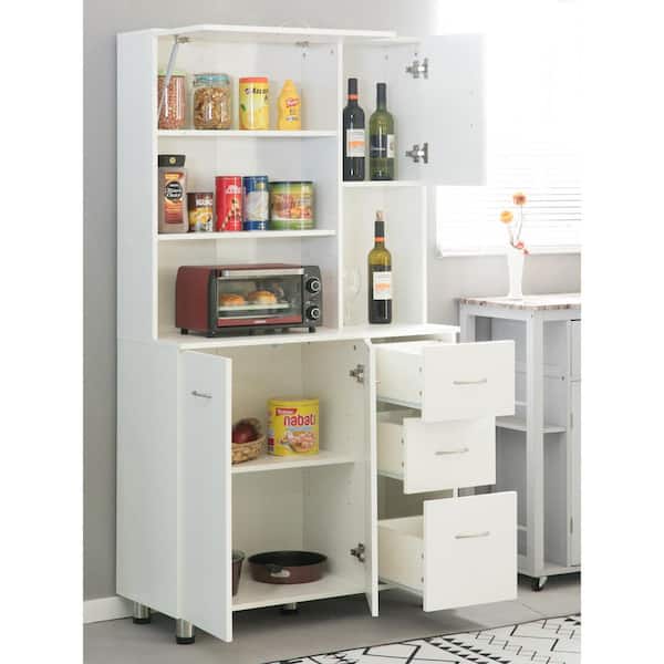 Basicwise White Kitchen Pantry Storage, Storage Cabinet With Doors For Kitchen