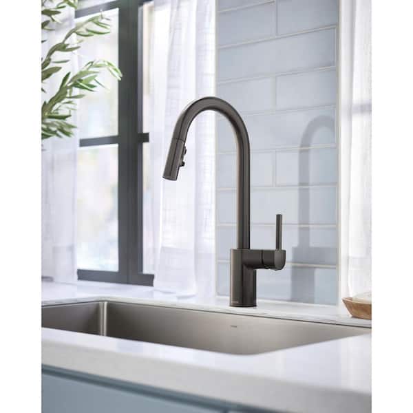 Align Black Stainless 15.63 in. H Pull Down Sprayer Kitchen Faucet with 360 Degree Spout Swivel and Power Boost
