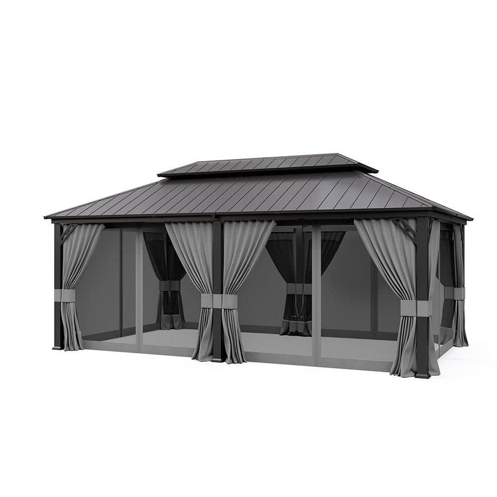 12 ft. x 20 ft. Outdoor Universal Gray Curtains and Black Mosquito Netting, Gazebo Curtains with Zipper price history on PriceWatchPro