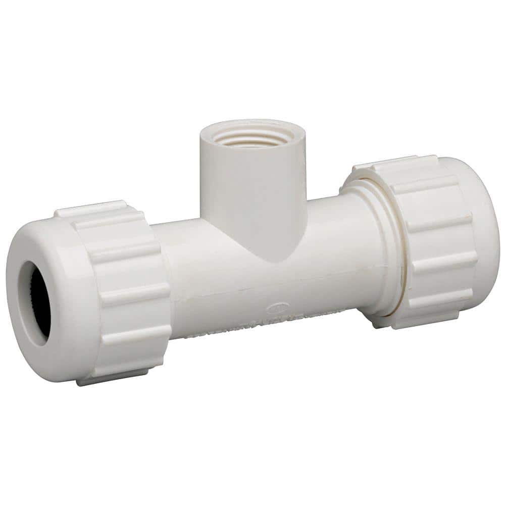 HOMEWERKS 3/4 in. COMP x 3/4 in. COMP PVC Tee with 1/2 in. FIP Branch, White -  51148-34-34-12H