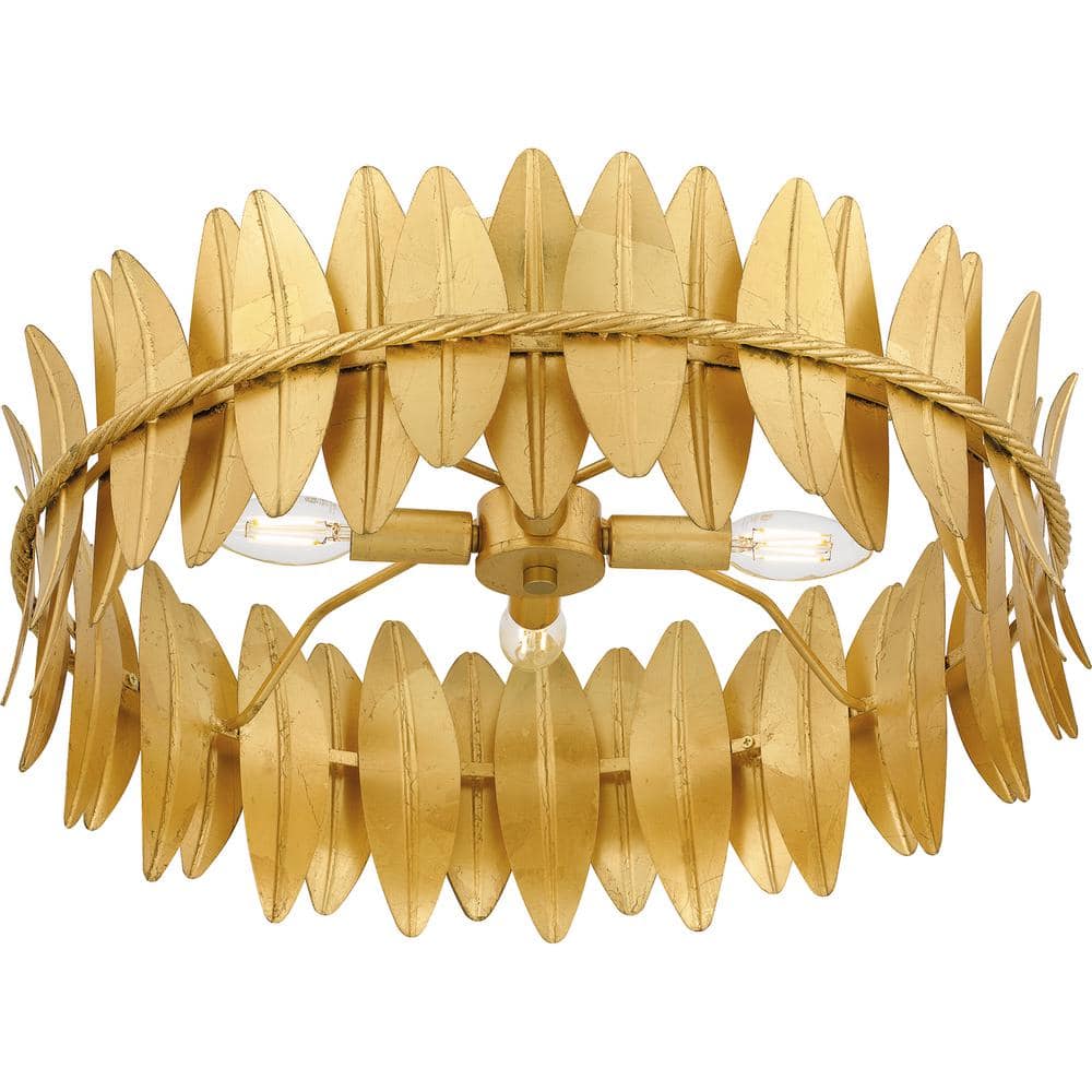 Liza Gold Leaf Modern Semi-Flush Mount Ceiling Light