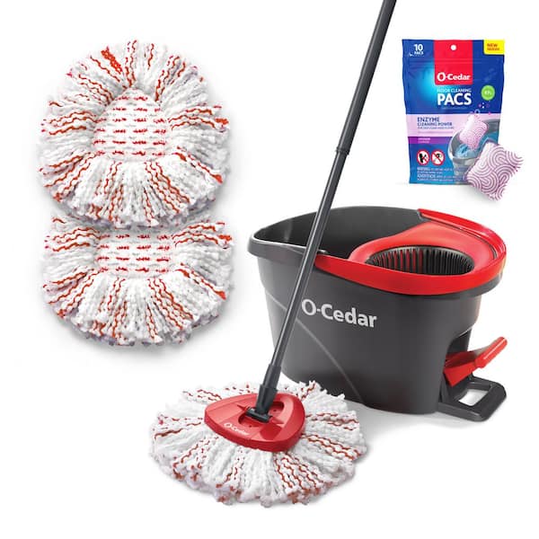 Vileda EasyWring RinseClean Spin Mop & Bucket System with 1 Extra Refill |  2-Tanks Separate Clean and Dirty Water | Machine Washable and Reusable