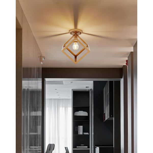 Sunset 11.4 in. 1-Light Gold Flush Mount Ceiling Fixture