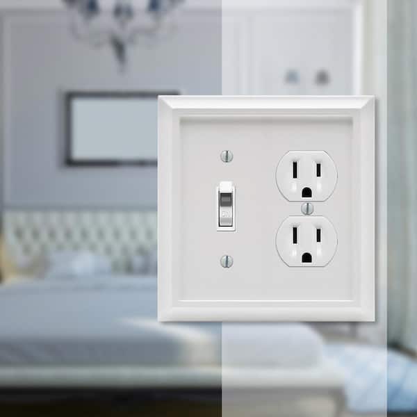 Deerfield 2 Gang 1-Toggle and 1-Duplex Composite Wall Plate - White