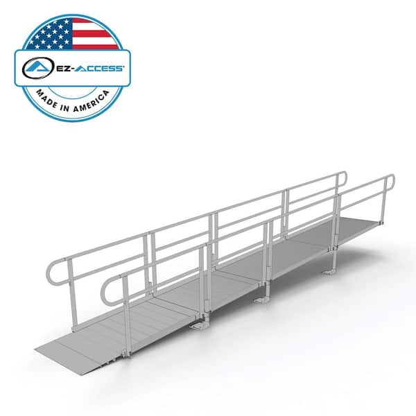 EZ-ACCESS PATHWAY 20 ft. Straight Aluminum Wheelchair Ramp Kit with Solid Surface Tread and 2-Line Handrails