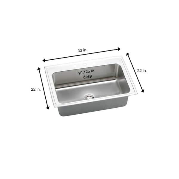 Lustertone 33 in. Drop-in Single Bowl 18-Gauge Stainless Steel Kitchen Sink Only