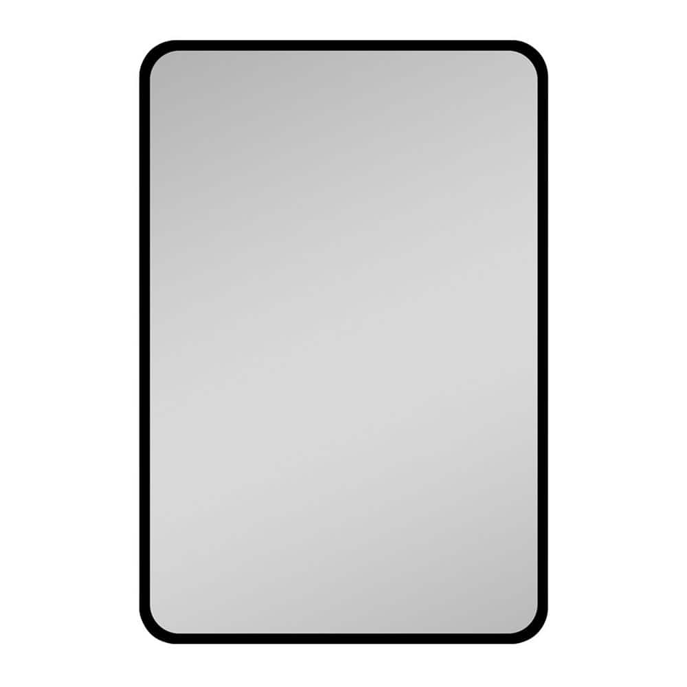 20 in. W x 28 in. H Rectangular Black Silver Iron Powder Medicine Cabinet w