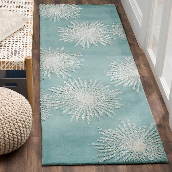 Soho Light Teal/Multi 3 ft. x 8 ft. Floral Runner Rug