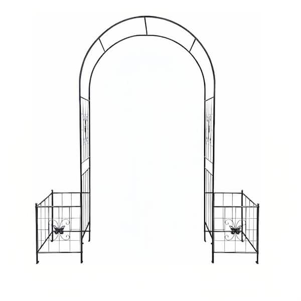 7.15 ft. Black Garden Arch Arbor Trellis for Climbing Plants, Durable Metal Garden Arch Outdoor Wedding Arch