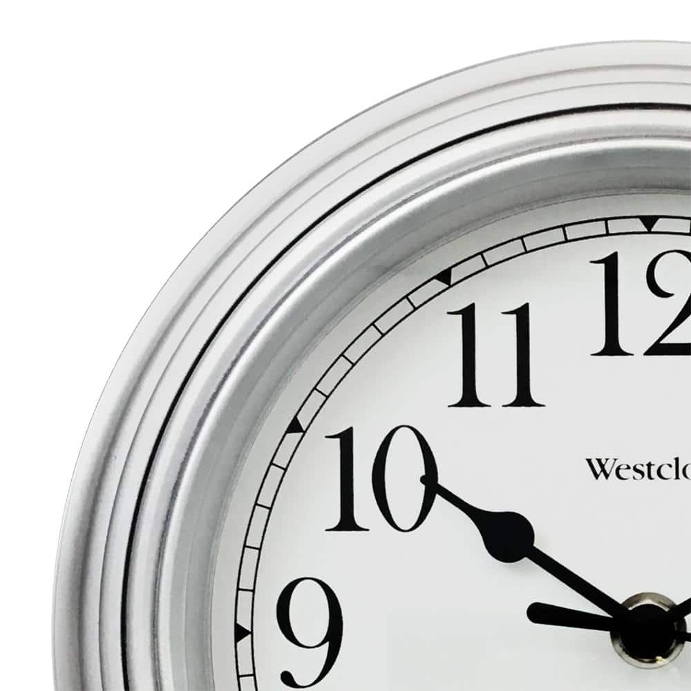 Westclox Silver Round Analog Wall Clock with Quartz Movement
