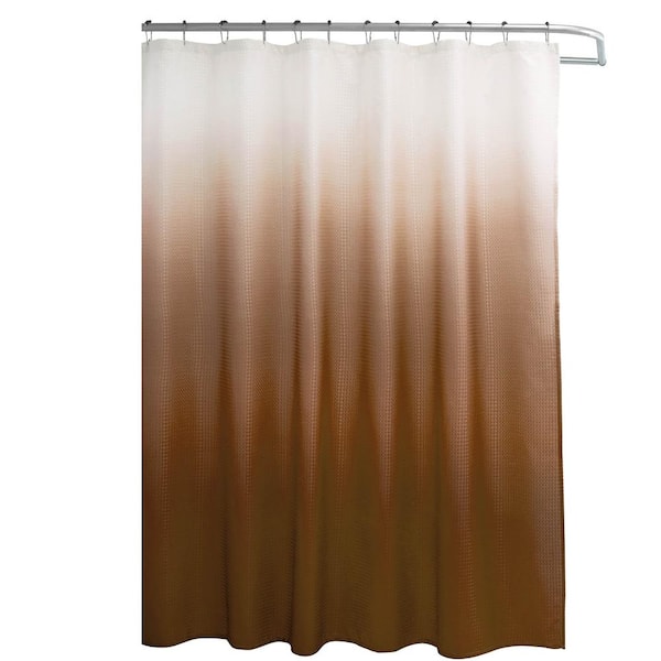 CREATIVE HOME IDEAS Ombre 70 in. W x 72 in. L Peva Shower Curtain w/Liner & Hooks 14-Piece Set in Chocolate