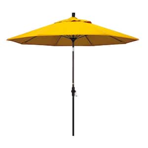 9 ft. Outdoor Market Patio Umbrella Bronze Aluminum Pole Fiberglass Ribs Collar Tilt Crank Lift in Sunbrella