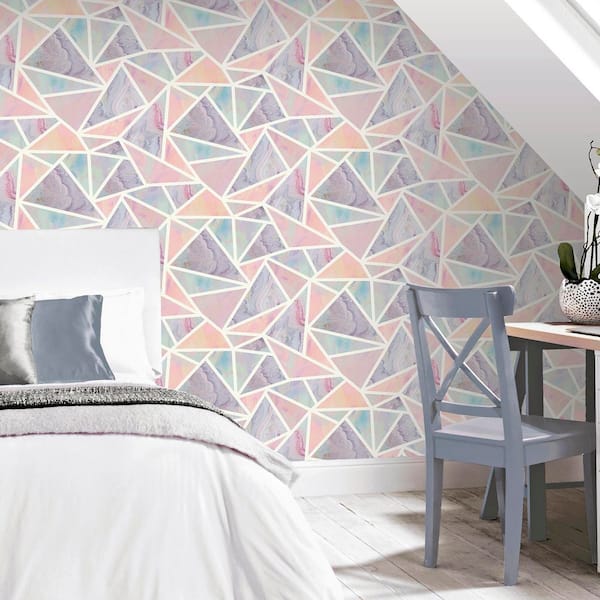 Pastel Geo Encased Glitter Wallpaper