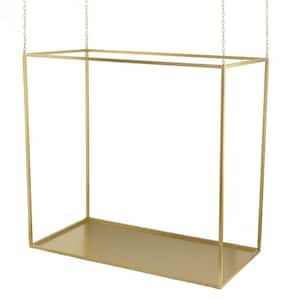 19.5 in. Gold Rectangular Metal Plant Stand with 1 Tier