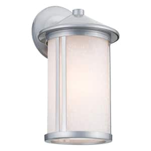 Lombard 12.75 in. 1-Light Brushed Aluminum Outdoor Hardwired Wall Lantern Sconce with No Bulbs Included (1-Pack)
