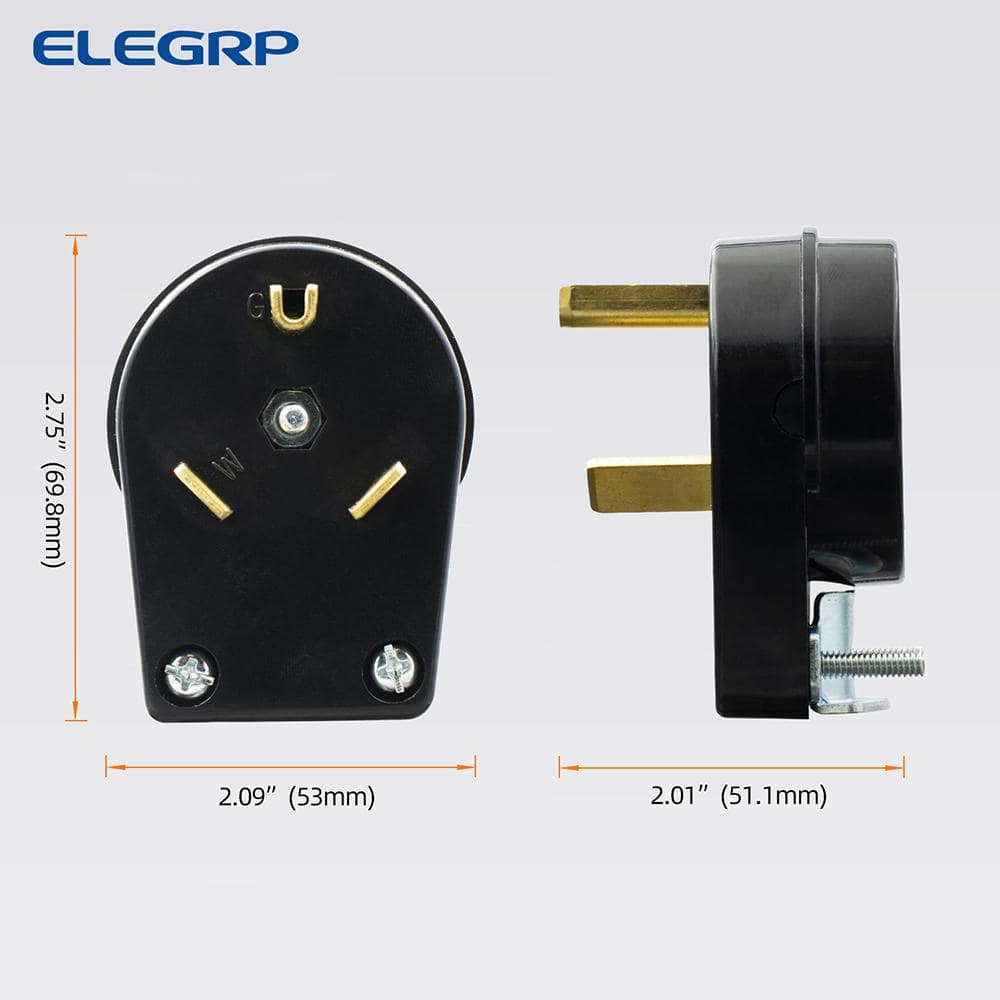 Black 50 Amp Tamper Resistant Single Outlet Plug