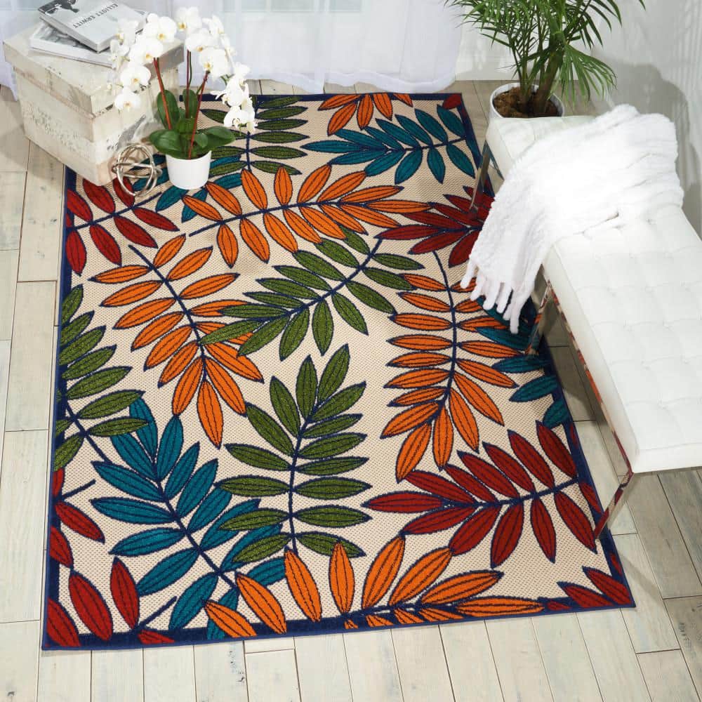 Energetic Floral Multicolor Synthetic 6' x 9' Reversible Area Rug