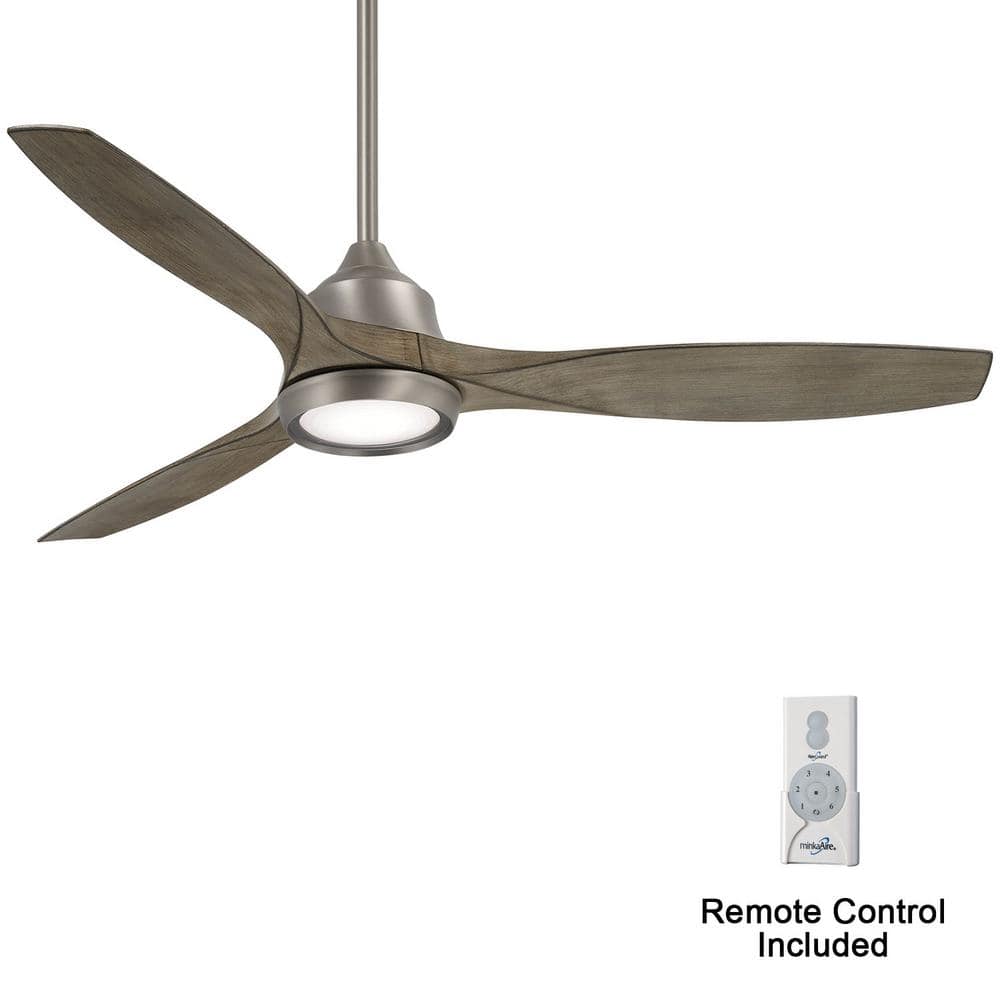 MINKA-AIRE Skyhawk 60 in. Integrated LED Indoor Burnished Nickel Ceiling Fan  with Light Kit and Remote Control F749L-BNK The Home Depot
