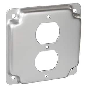 4 in. Steel Metallic Square Box Cover Duplex (1-Pack)