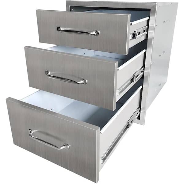 Stainless Steel SingleLayer BBQ Drawers for Outdoor Kitchen 23 x 23 x 18 in. Access Drawers
